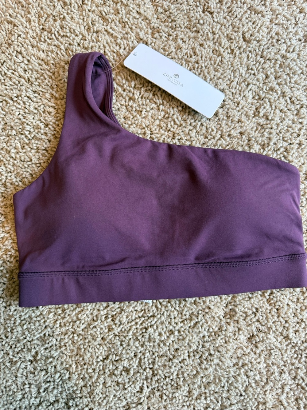 CRZ YOGA One-Shoulder Sports Bra in Plum